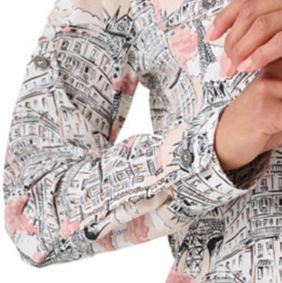 Women's Printed Button-Up Shirt - Picture 2 of 5